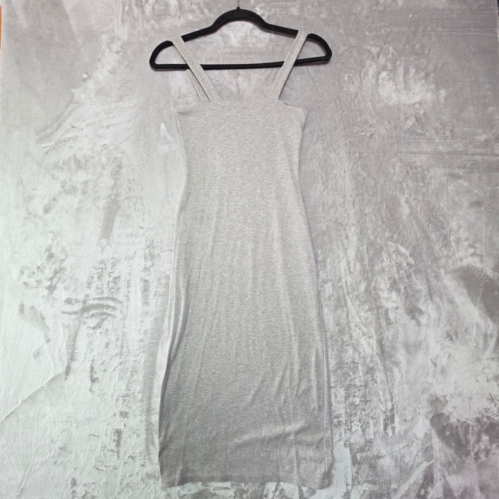 My Top Womens Ribbed Knit Bodycon Midi Dress Gray Square Neck XS